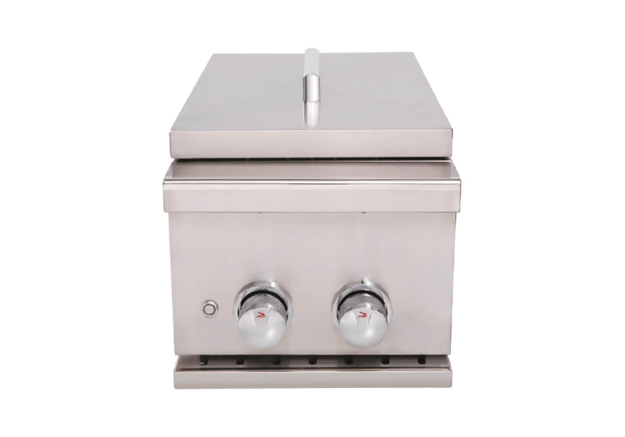 images Burford Gas burner with two control knobs and lift up lid.