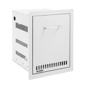 Image showing a stainless steel module which can be used as a gas tank or a trash drawer in a GB Outdoors bespoke outdoor kitchen