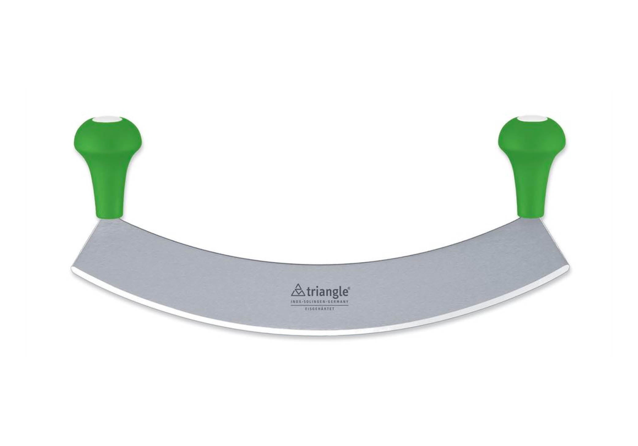 images Curved chopper or mezzaluna with green plastic handles