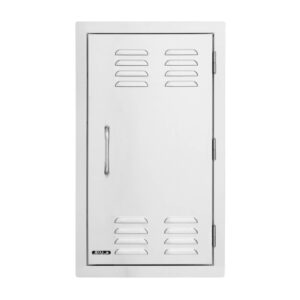 Gas bottle storage cabinet shown with vents to top and bottom and left centre handle