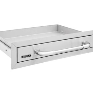 GB Outdoor Living Single Drawer Module in stainless steel, with rounded stainless steel handle.
