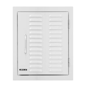 Small gas bottle storage cupboard with vents and handle to left centre