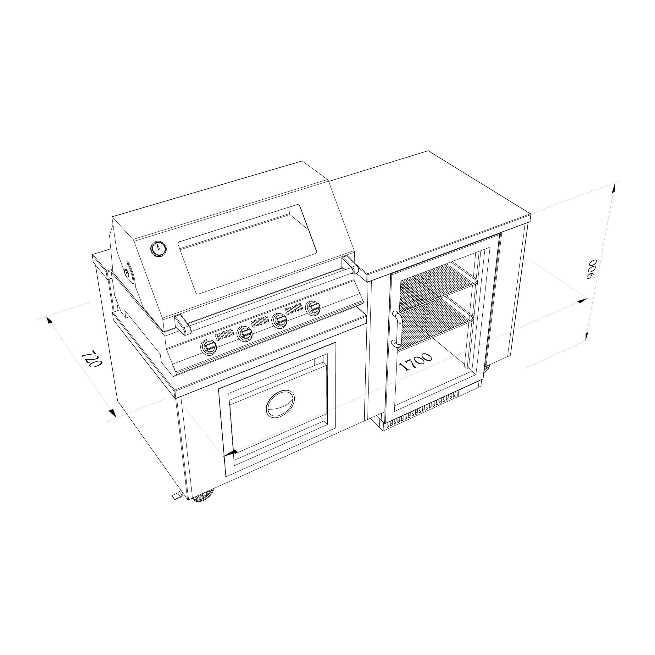 images Line drawing of Lifestyle Kitchen 4 showing measurements.