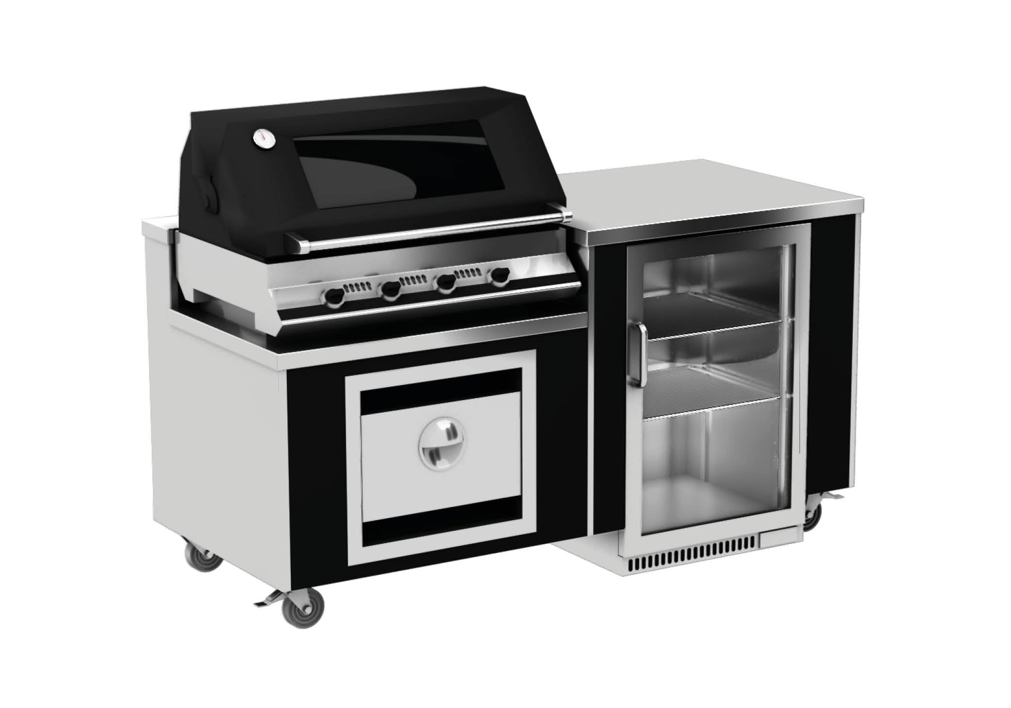 images Livestyle kitchen 3 which has a gas BBQ/grill and a fridge module with worktop above.